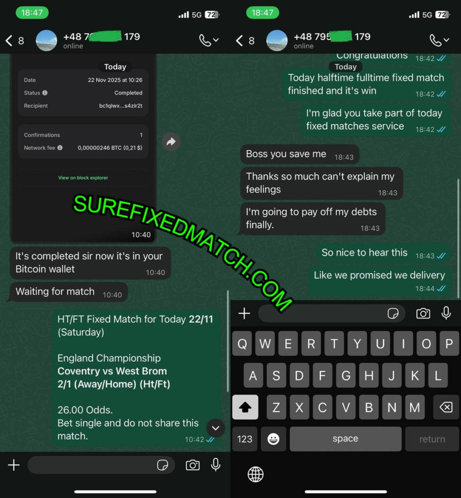 WHATSAPP SINGLE HTFT FIXED MATCH