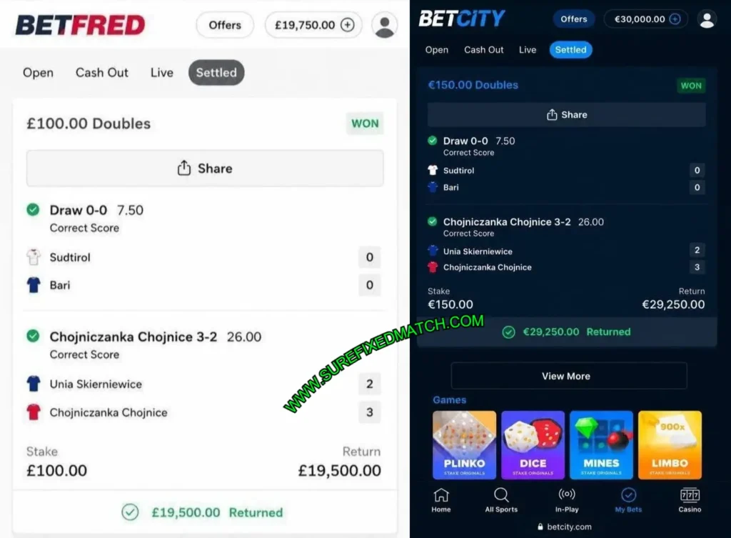 BETFRED CORRECT SCORE FIXED TIPS