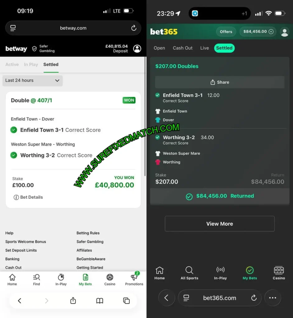 BETWAY CORRECT FIXED MATCHES ODDS