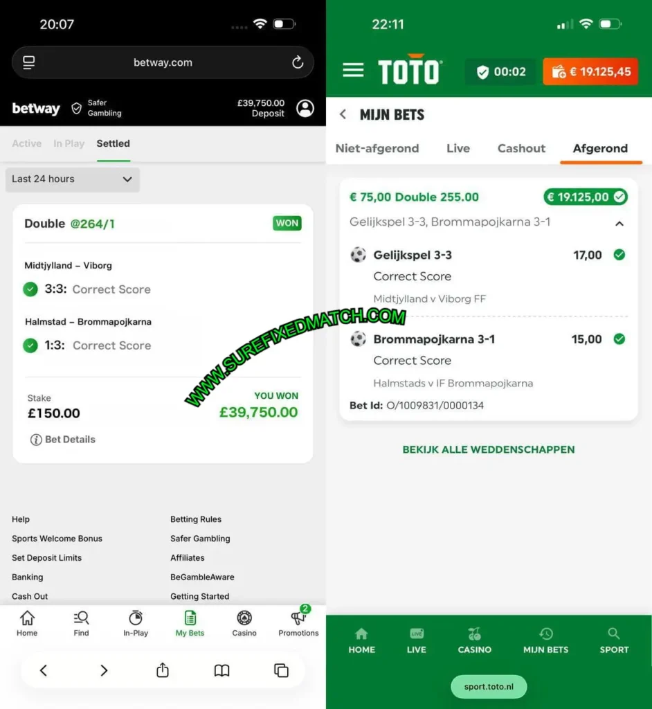 BETWAY SAFE CORRECT SCORE REPORTS