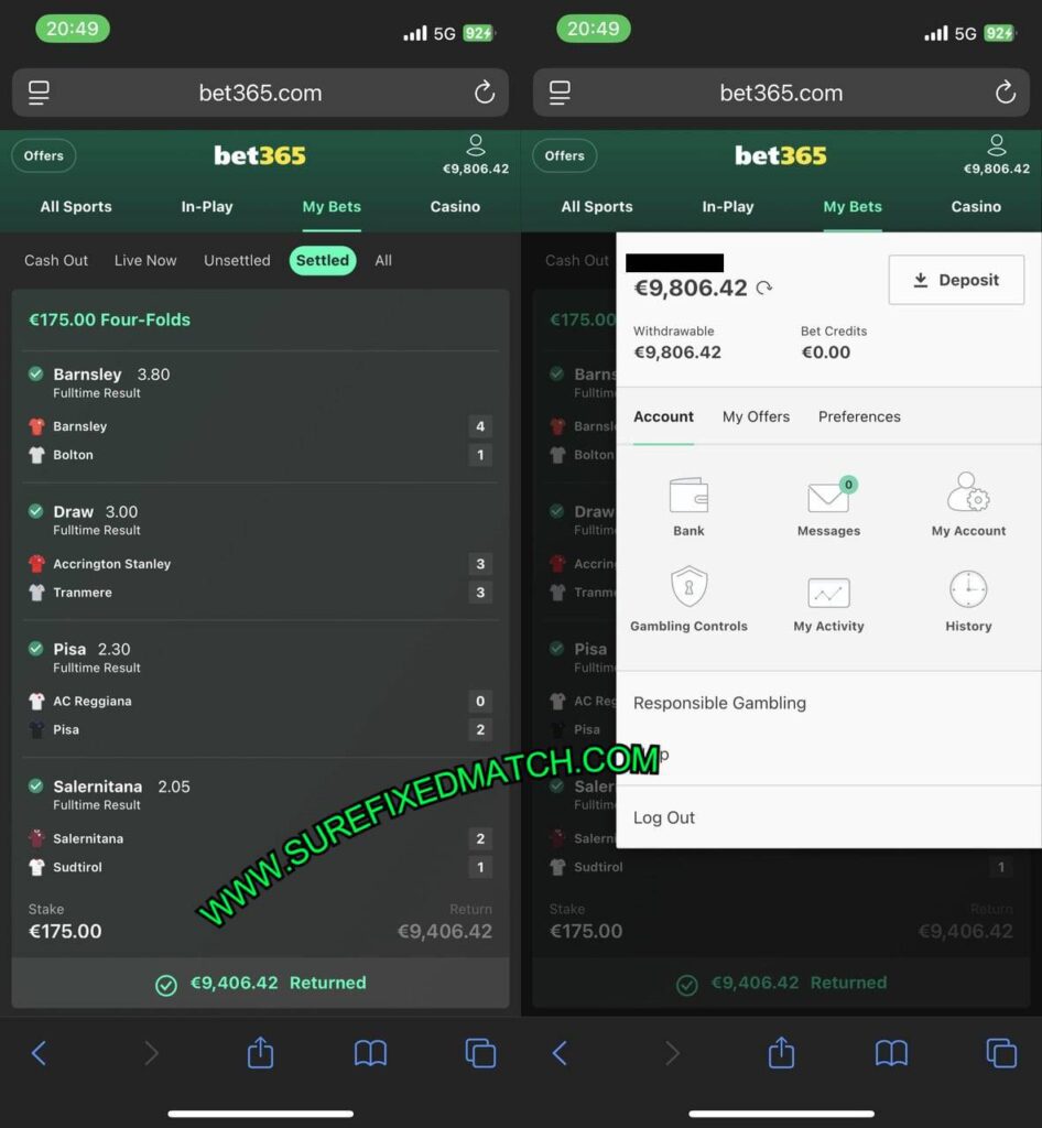 COMBO VIP FIXED MATCHES 1X2