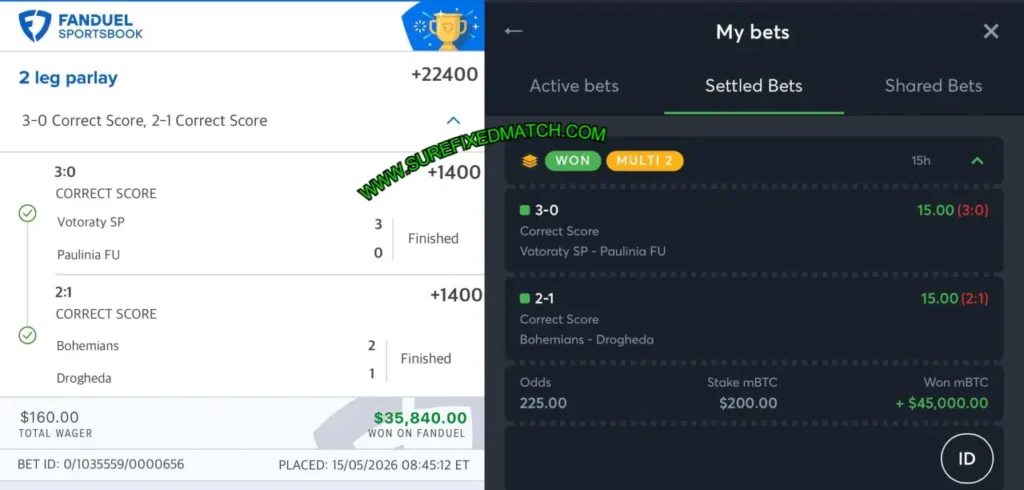 FANDUEL SPORTS CORRECT FIXED PREDICTIONS