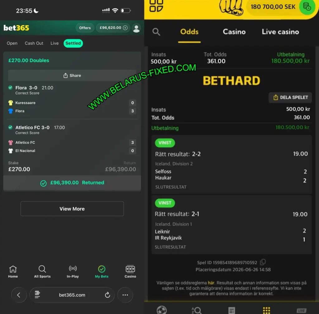 FOOTBALL BET365 CORRECT SCORE MATCHES
