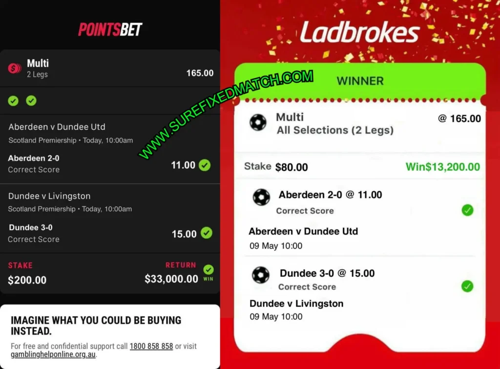 LADBROKERS CORRECT FIXED BETTING SCORES