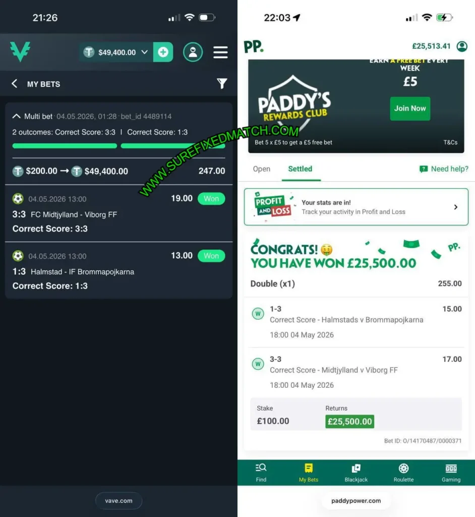 PADDYPOWER SAFE CORRECT SCORE PICKS