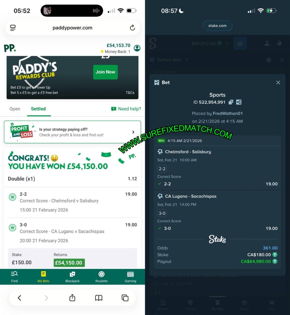 PADDYPOWER SECURE FIXED MATCH