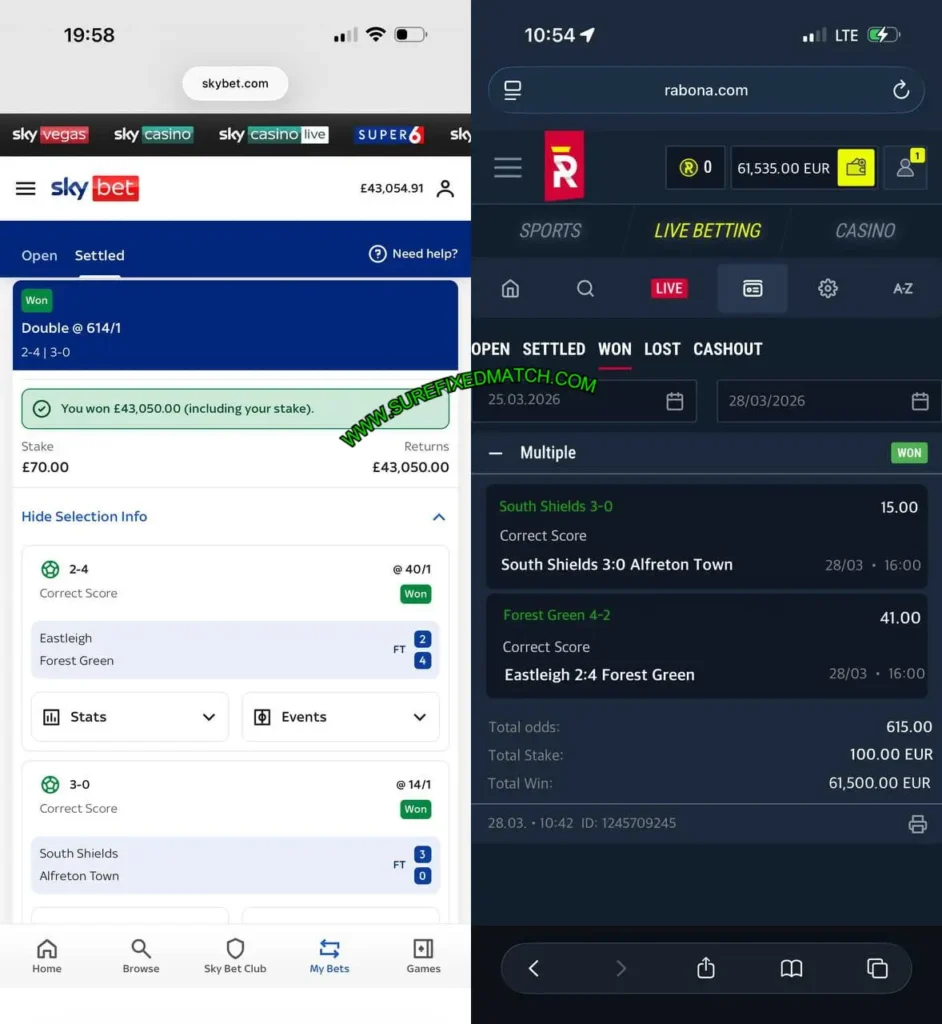 SKYBET CORRECT FIXED MATCHES BETS