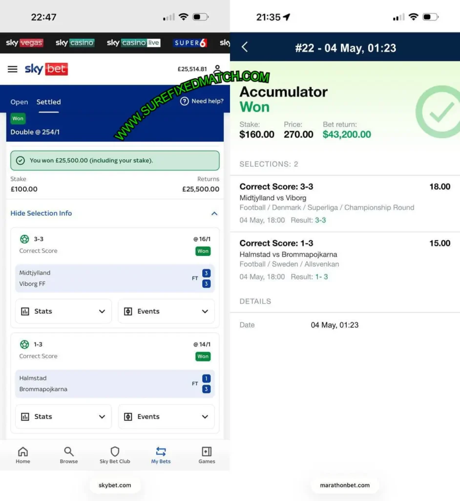SKYBET CORRECT SCORE BETTING ODDS