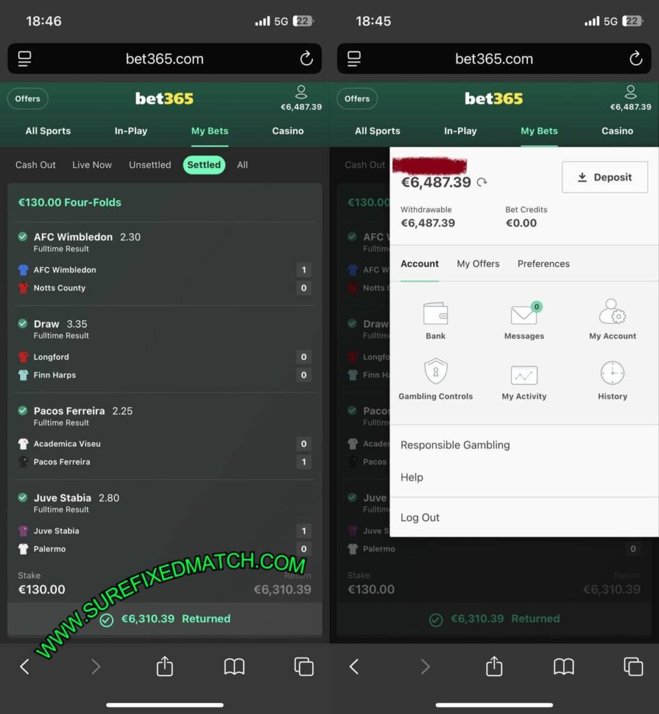 SURE BET365 FIXED MATCHES TIPS 1X2