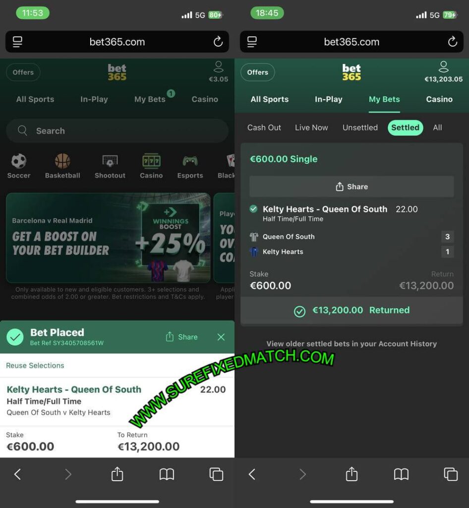 SURE FIXED BET365 MATCHES