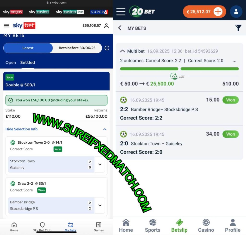 SkyBet Correct Score Fixed Matches Tips