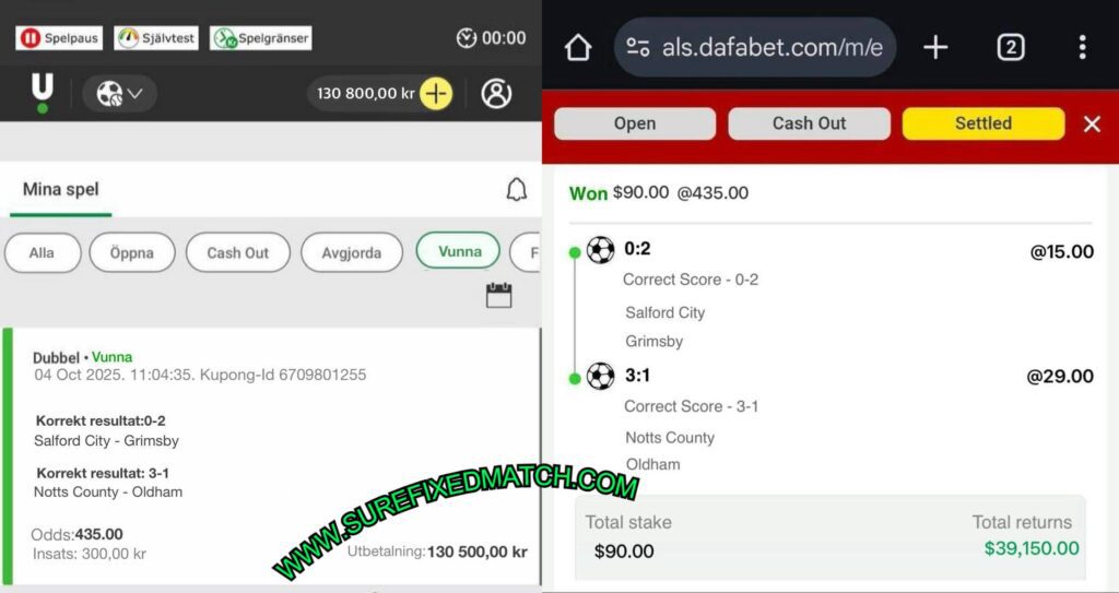 UNIBET CORRECT FIXED MATCHES