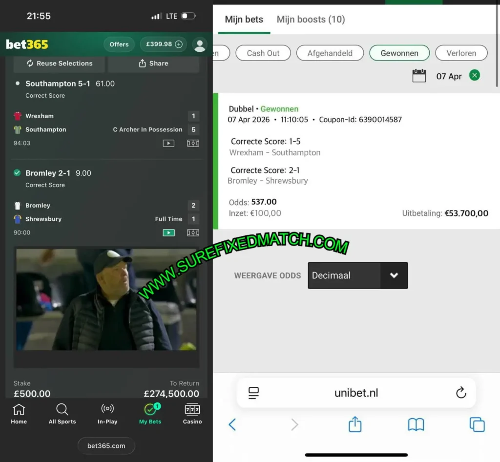 UNIBET CORRECT SCORE FIXED MATCHES TIPS