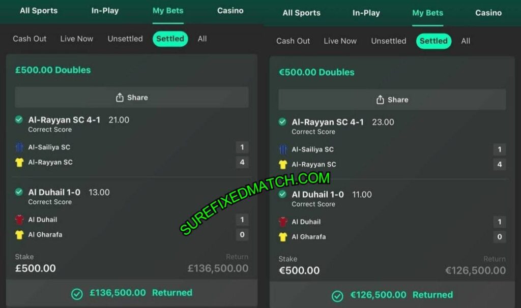 VIP BET365 CORRECT SCORE TIPS