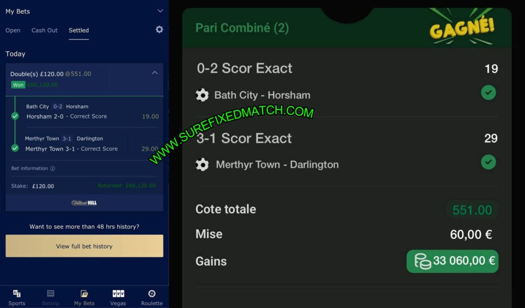WILLIAM HILL FIXED MATCHES TIPS