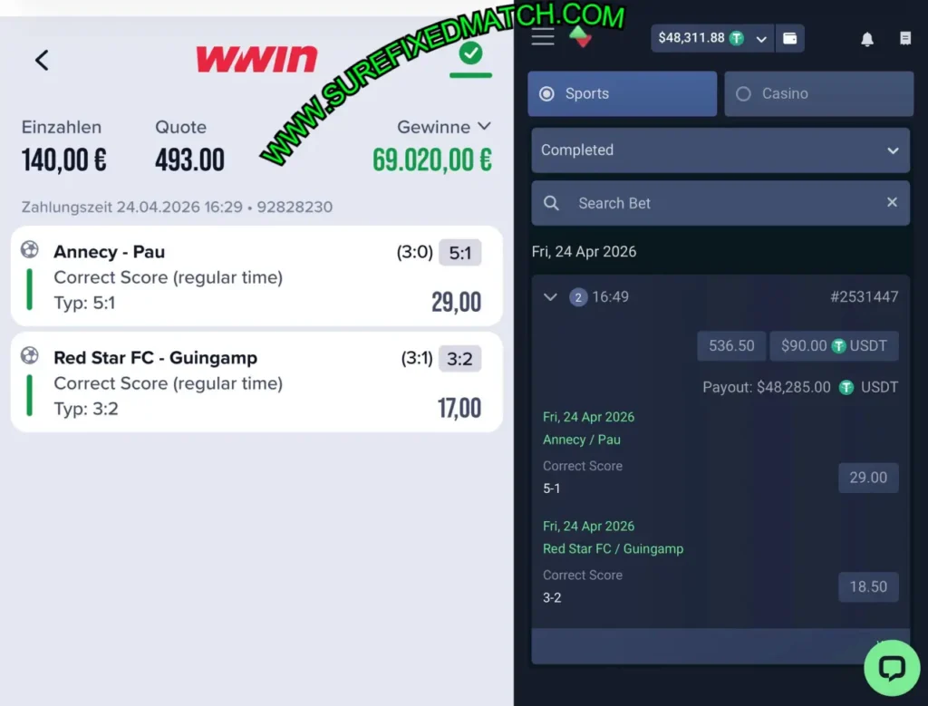 WWIN CORRECT SCORE BETTING MATCH